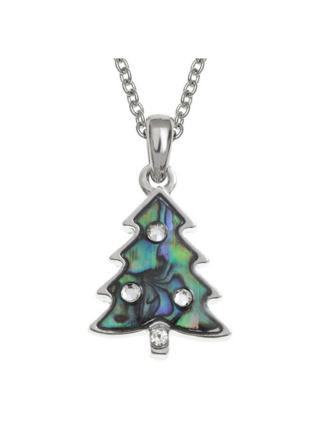 Christmas Tree with Lights  Paua shell necklace  075