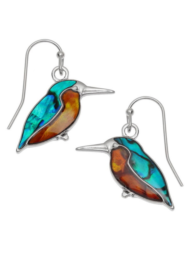 Kingfisher Inlaid Puau shell drop earrings 110
