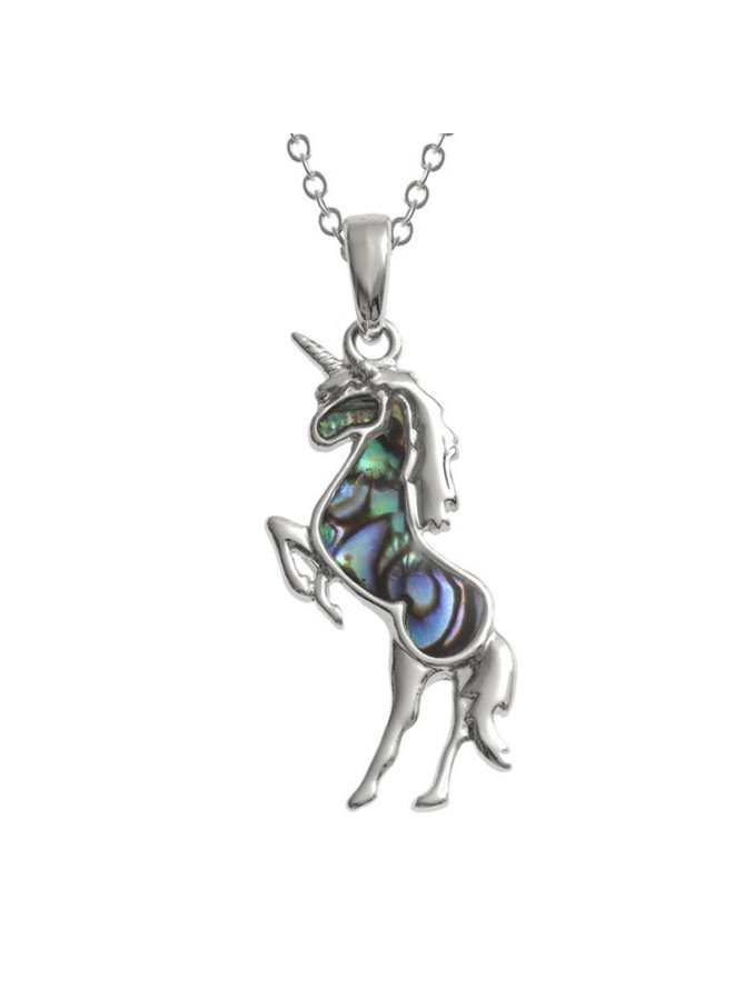 Unicorn  Inlaid Paua shell  necklace only 466