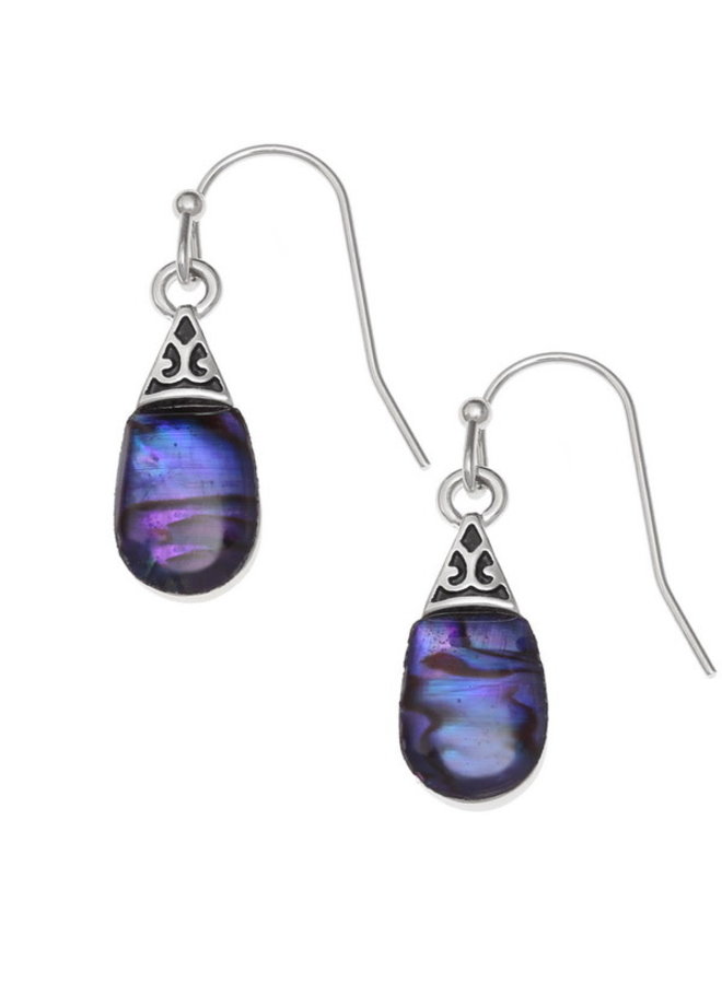 Purple pear drop Inlaid Paua shell drop earrings  725