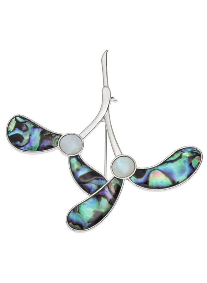 Mistletoe Paua Shell Brooch 670B