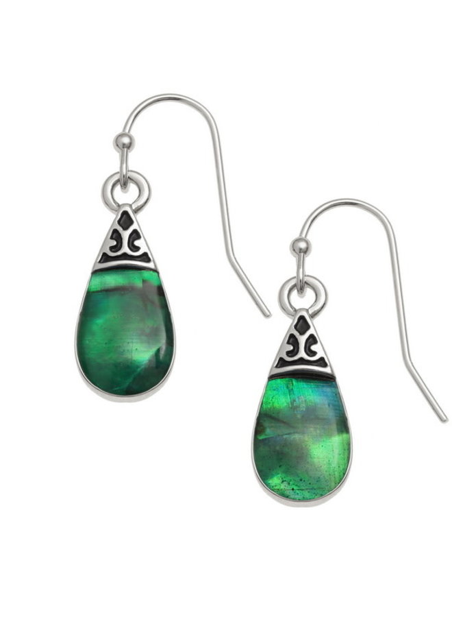 Серьги-подвески Pear Drop Green Paua Shell