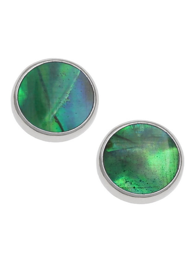 Round Green Shell Stud Earrings 998E