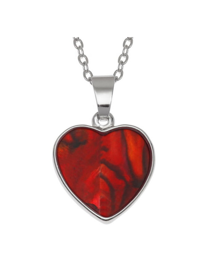 Heart Inlaid Paua Red shell  necklace