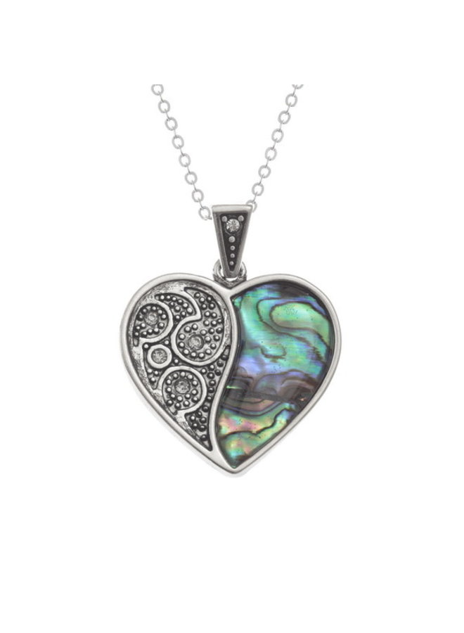 Heart Inlaid Paua shell & Diamonte necklace