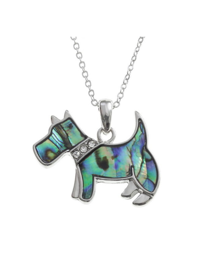 Scottie Dog Inlaid Paua shell  necklace