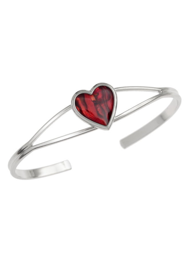 Heart Red Paua Shell Bangle