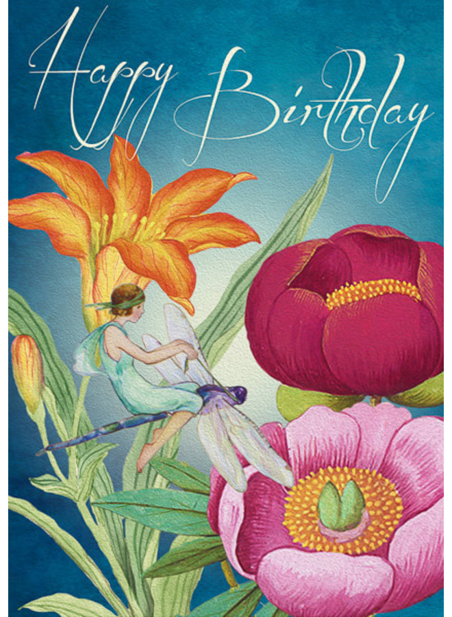 Amongst the Flowers Happy Birthday Card