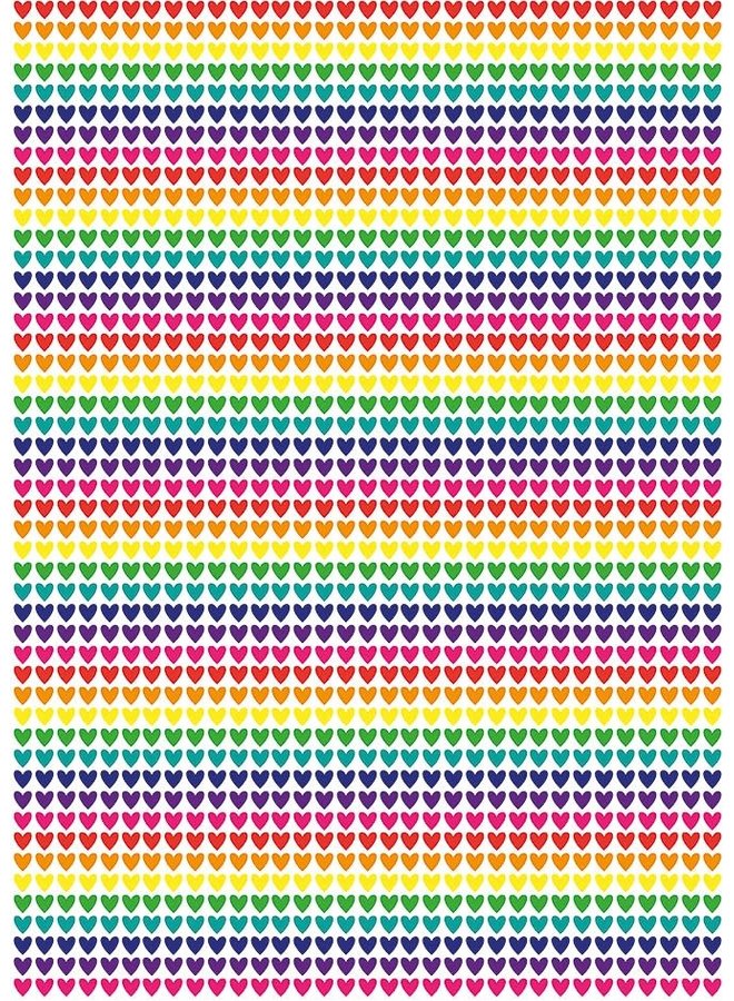 Emballage cadeau coeurs arc-en-ciel