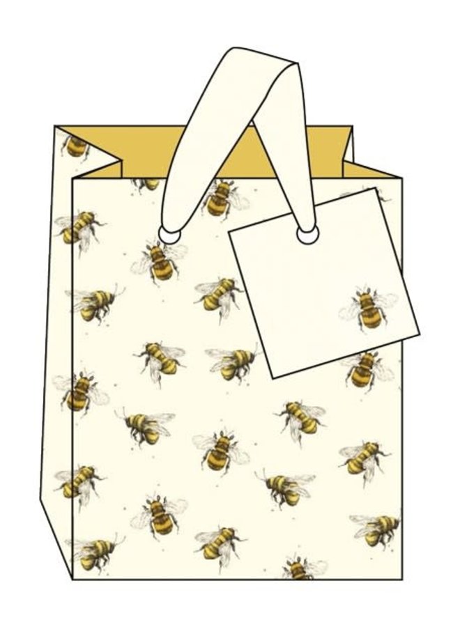 Abeja - pequeña bolsa de regalo con cintas y etiqueta