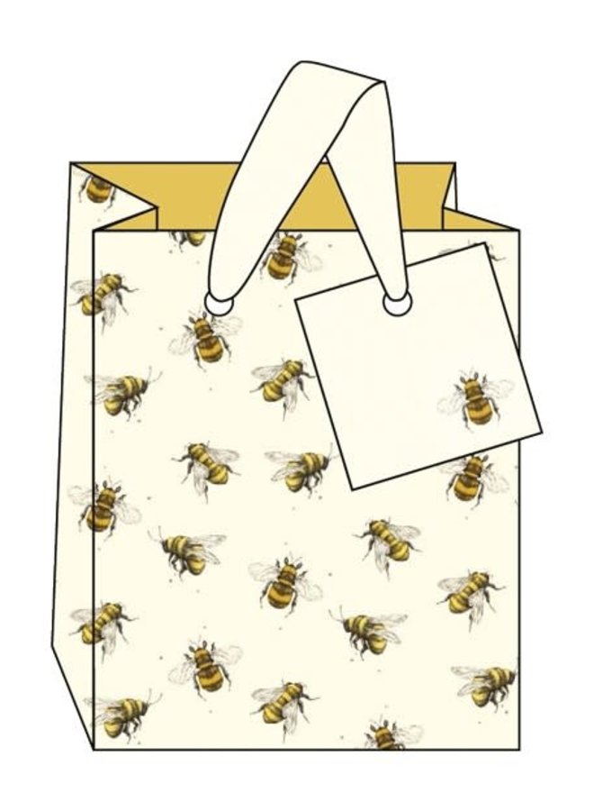 Bee- small gift bag with ribbons and tag