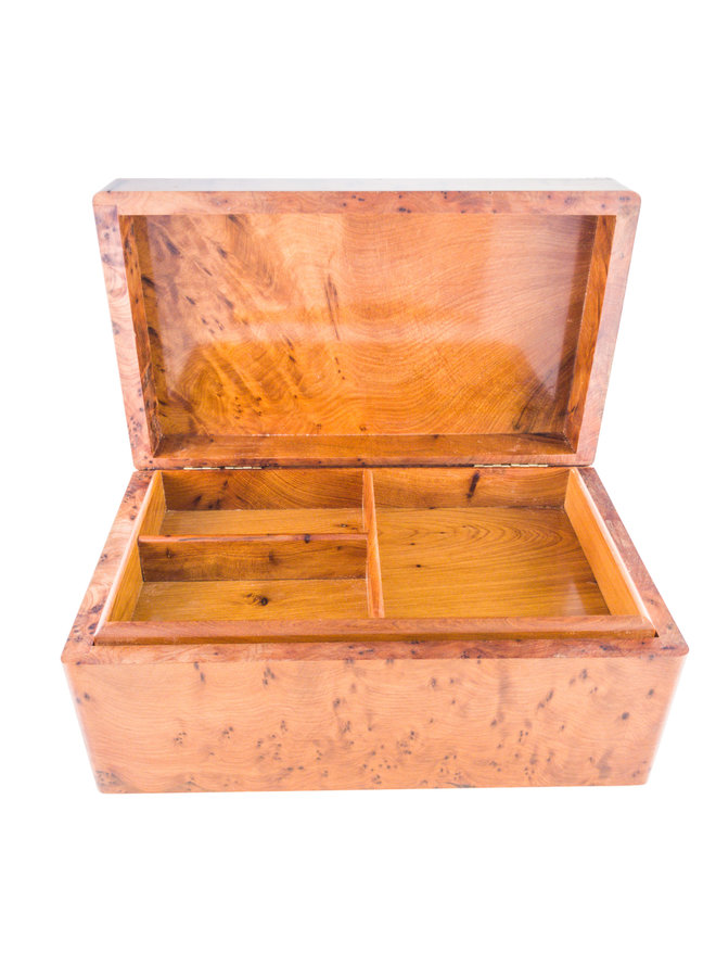 Boîte profonde en bois de chêne et étain à 4 sections 45