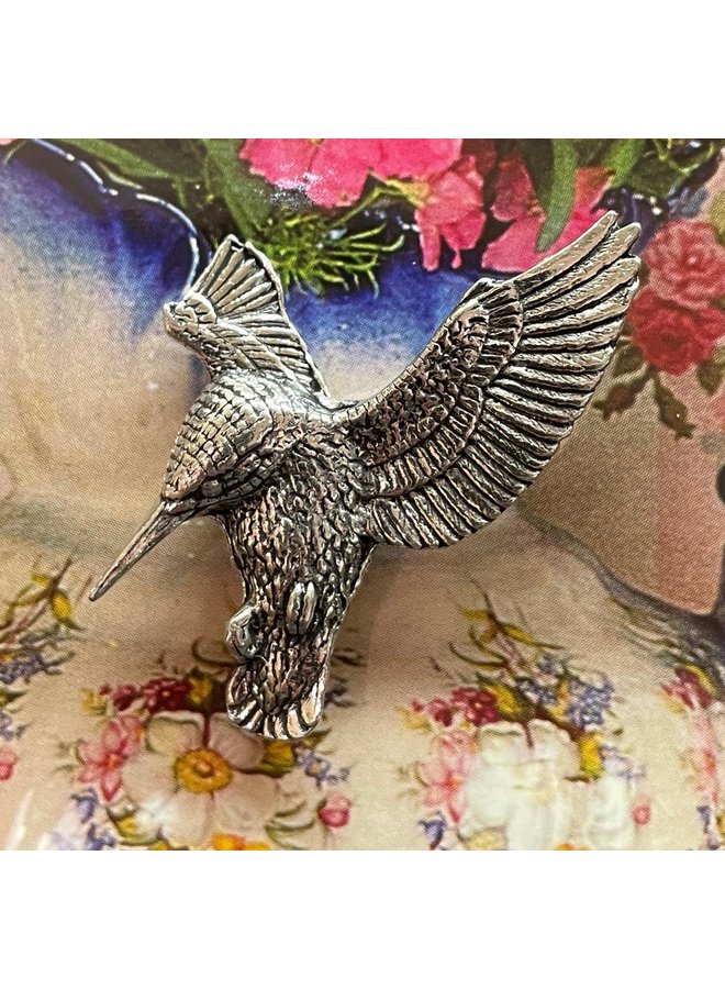 Kingfisher Hovering pewter pin brooch 13