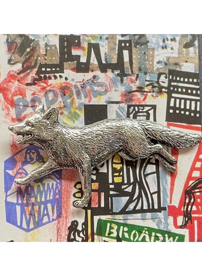 Running Fox  pewter pin brooch 02