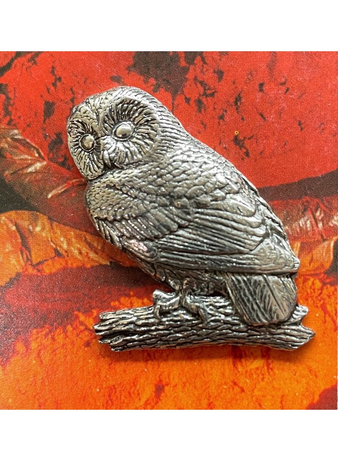 Tawny Owl pewter pin brooch 10