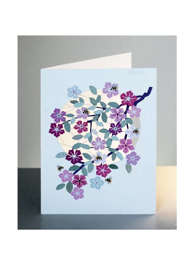 Pink Flowers and Bees Laser Card