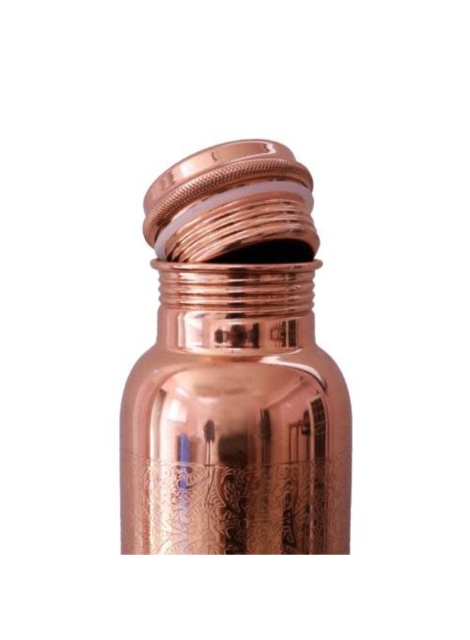 Copper Water Bottle - Engraved 600ml 03