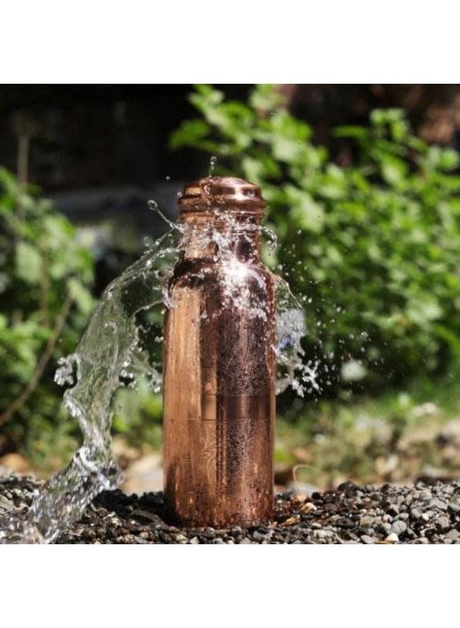 Copper Water Bottle - Engraved 600ml 03
