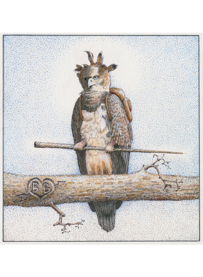 'Harpy Eagle med narvalhorn' Gicleetryck 69