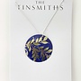 Gilt Blue Disc - Tin and silver Necklace 143