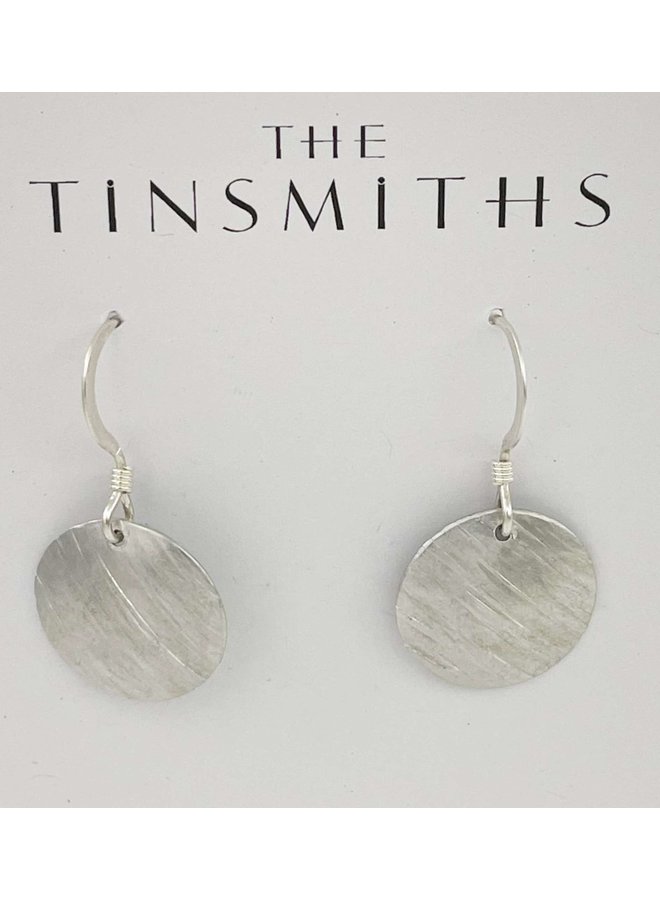 Silver Bark disc - Tin and silver Earrings  156