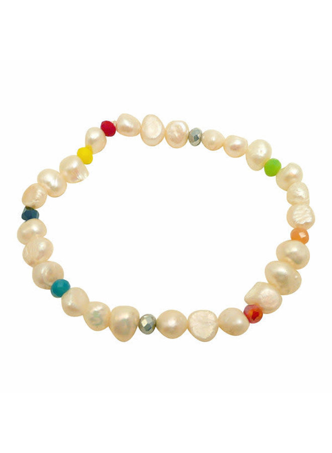 Pulsera perla blanca y multicolor 112