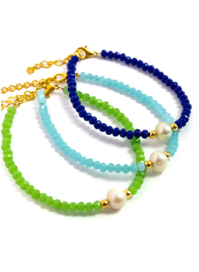 Cloudy Green ONLY pulsera de perlas y cristal 114