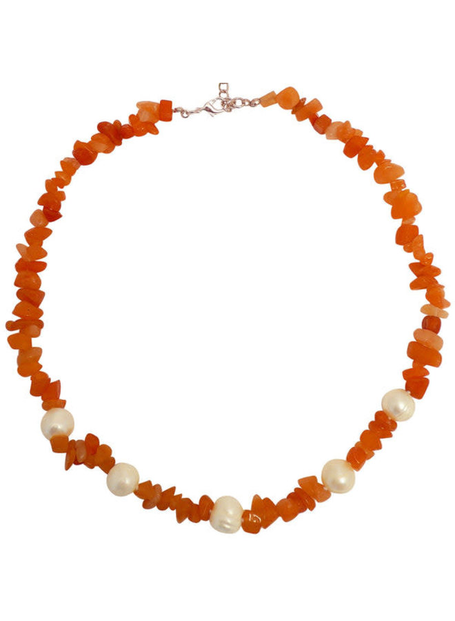 Carnelian and  pearl  necklace 121