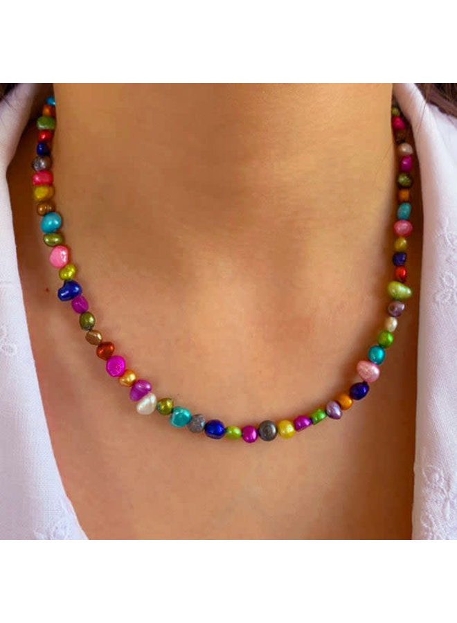 Rainbow pearl necklace 125