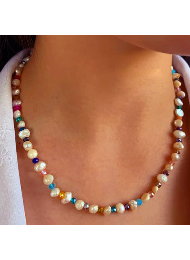 Freshwater Pearl  & Glass Bead necklace 126