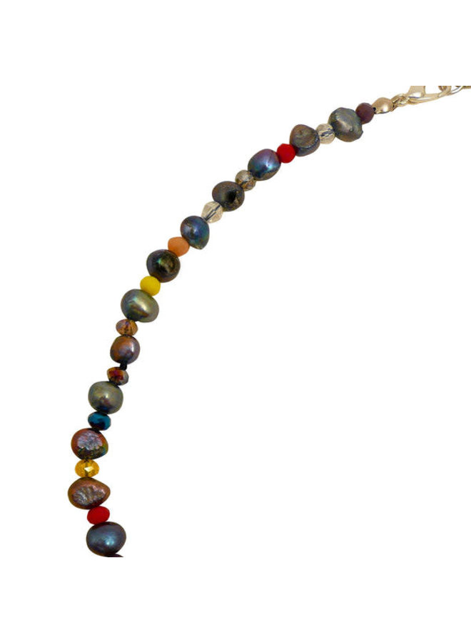 Collier de perles d'eau douce arc-en-ciel paon 128