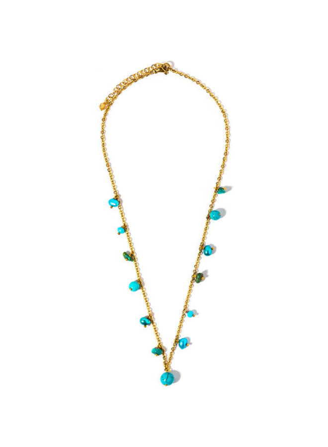 Freshwater pearl turquoise necklace 132