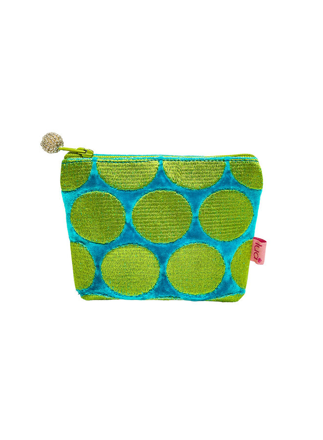 Mini Coin Purse Geo Spot Velvet Aqua Blue  835