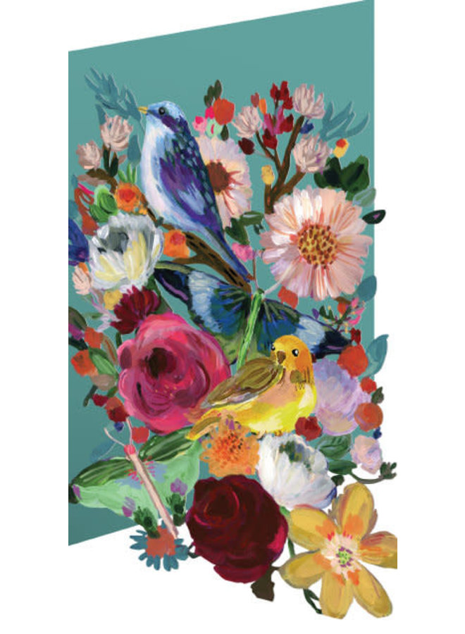 Birds and Butterflies Floral Laser Cut Card