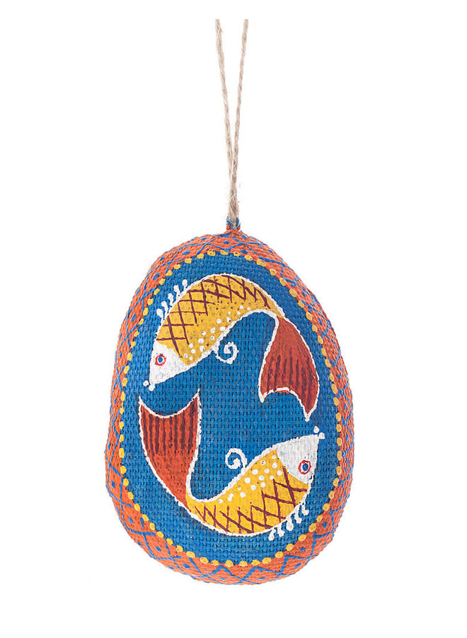 Blau mit Fischen Traditionelles ukrainisches Osterei 25