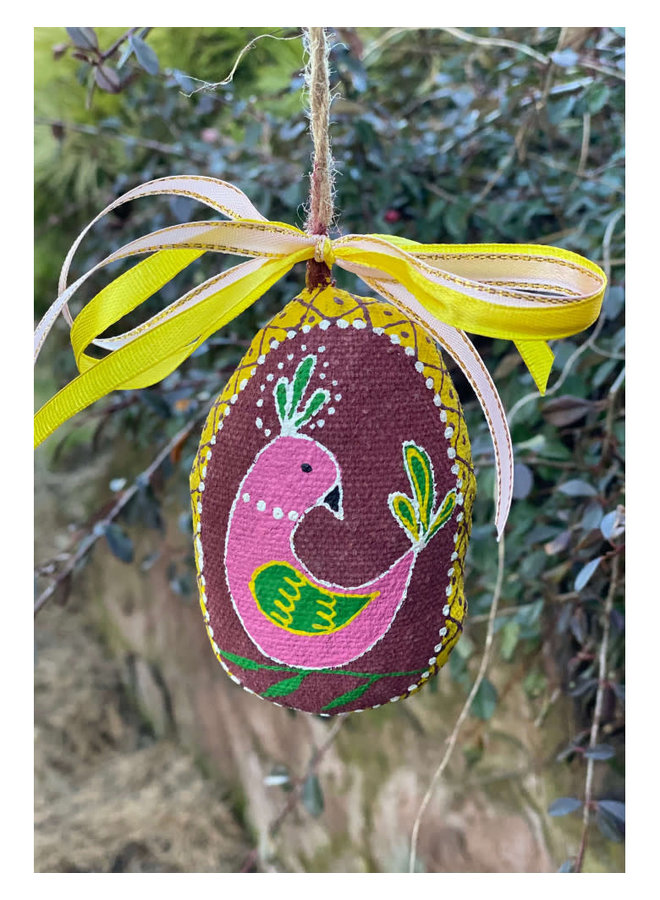 Pink Hen on Branch Traditional Ukraine Easter Egg  26