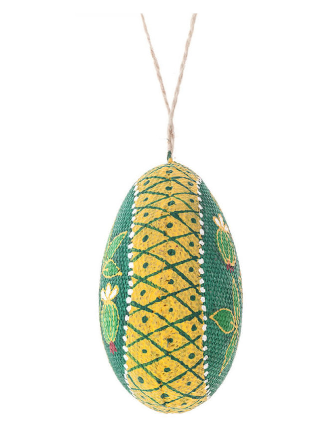 Grönt och gult ägg Traditionellt Ukraina påskägg 23