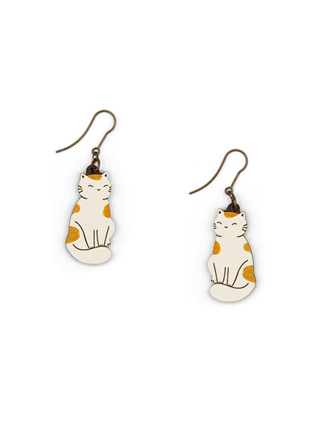 Cat with Brown Spots Hook Earrings 69