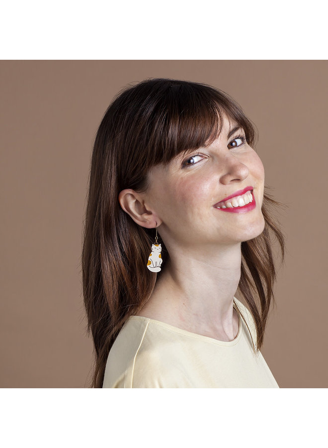 Cat with Brown Spots Hook Earrings 69