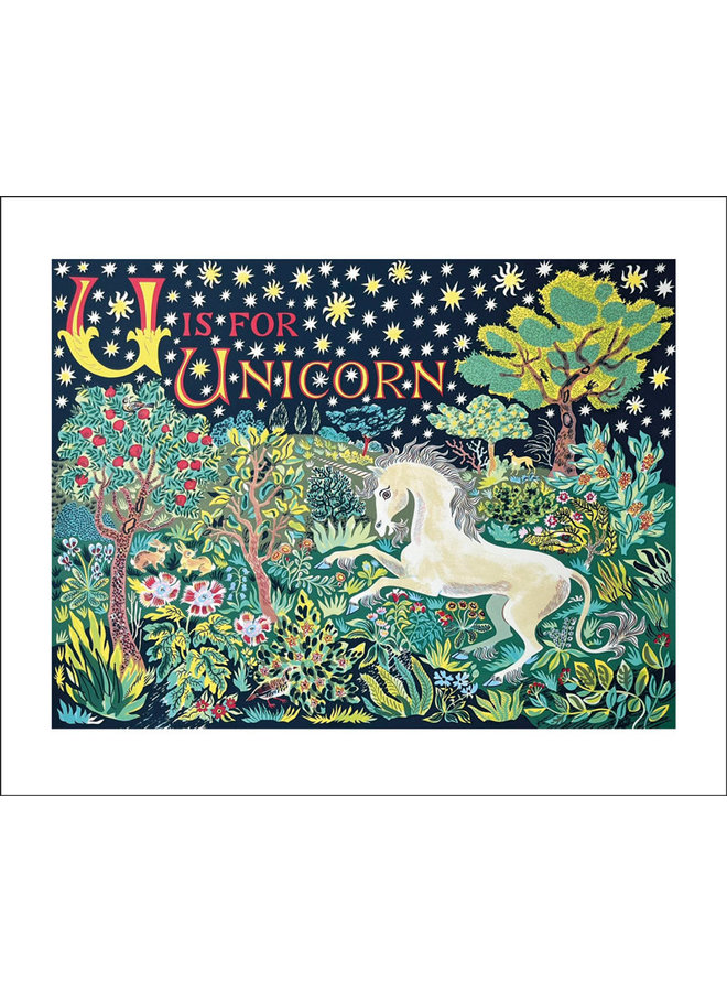 U är för Unicorn-kort av Emily Sutton