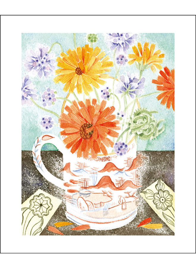 Marigold and Scabious by Angie Lewin