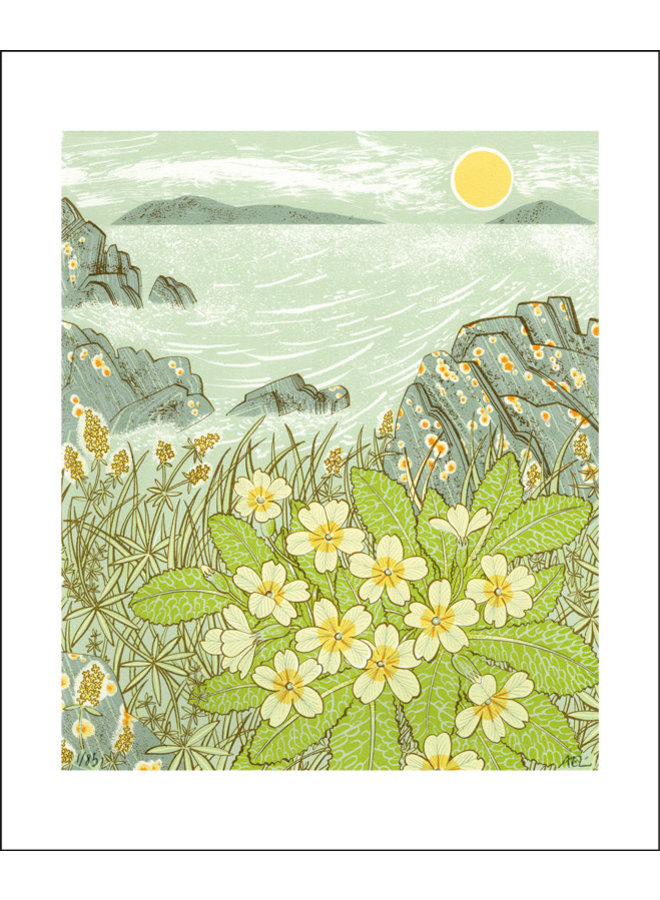 Tarjeta Island Primrose de Angie Lewin