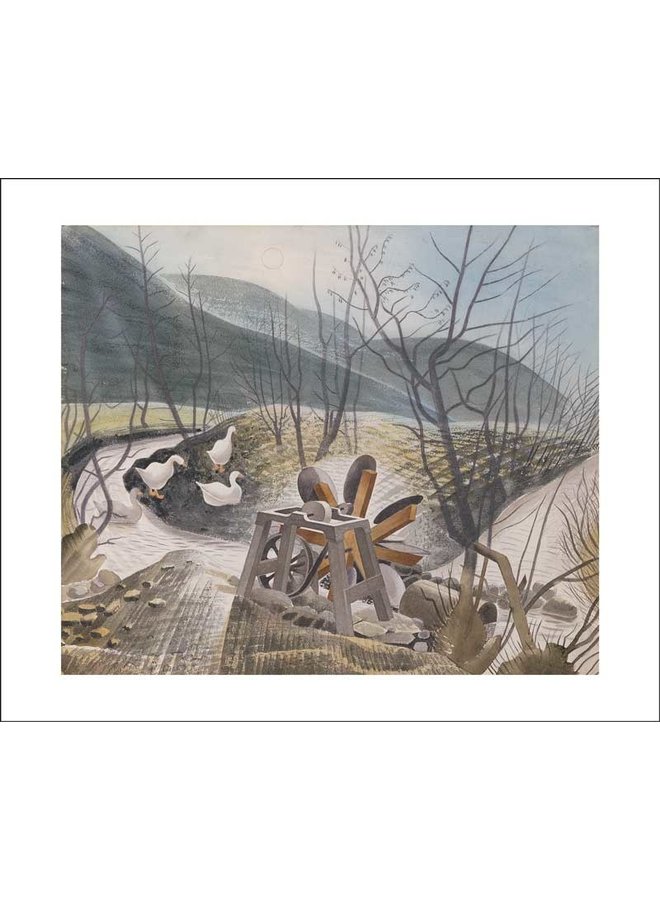 Roue hydraulique, carte de 1938 par Eric Ravilious