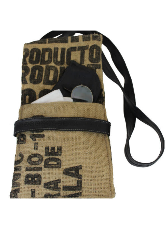 Recylced Coffee Sack & Inner Tube Crossover Bag Small