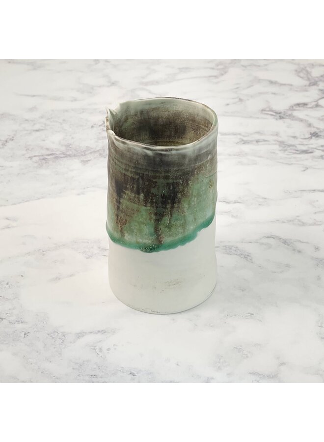 Slender Porcelain  rim cylinder vase mediym 02