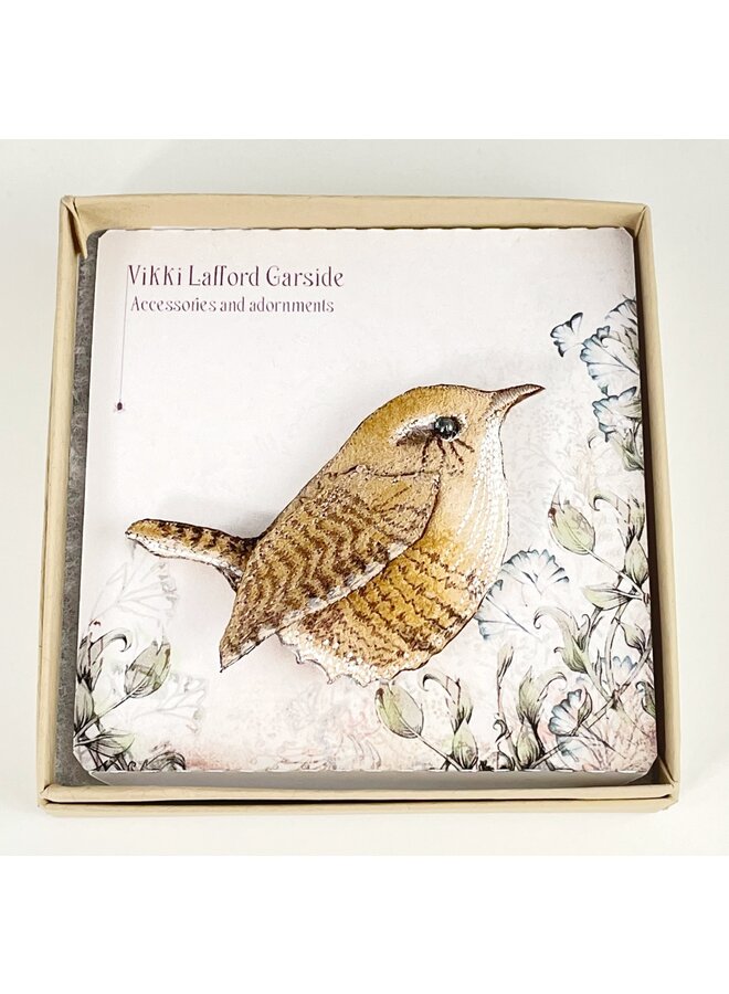 Wren beak right Embroidered boxed Brooch 101