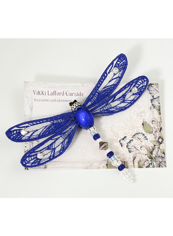 Dragonfly jewelled brooch blue 126