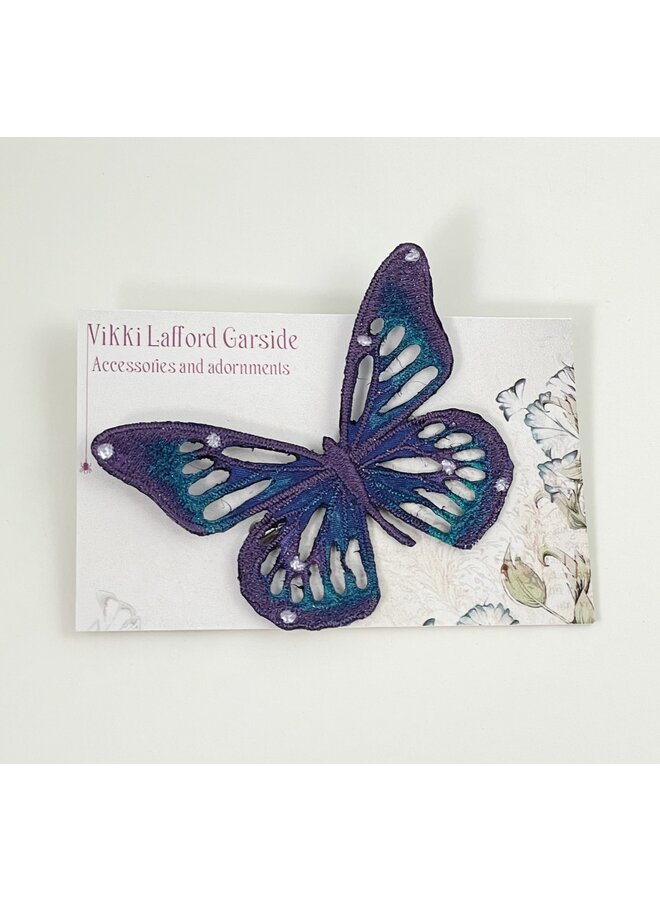 Schmetterling Lila bestickte Brosche 110
