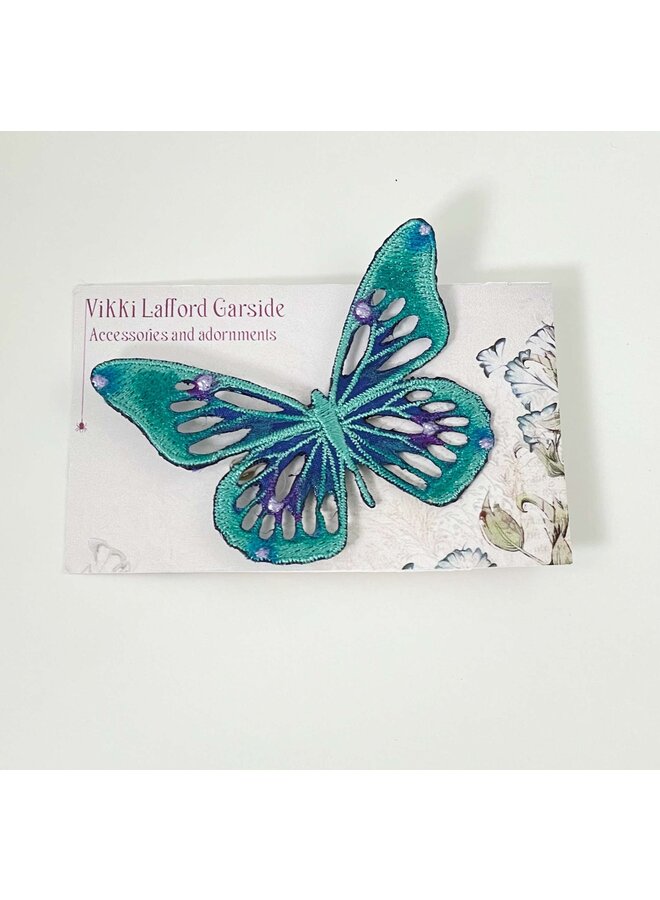 Butterfly Turquoise Embroidered Pin Brooch 105