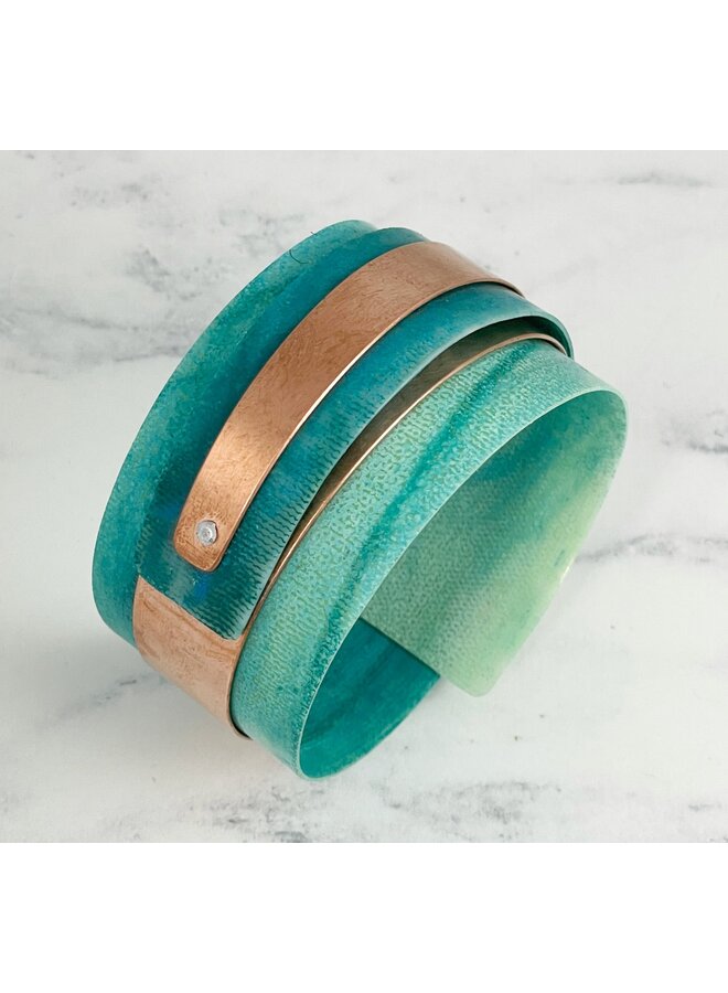 Turquoise Copper and Plastic Adjustable Cuff 140